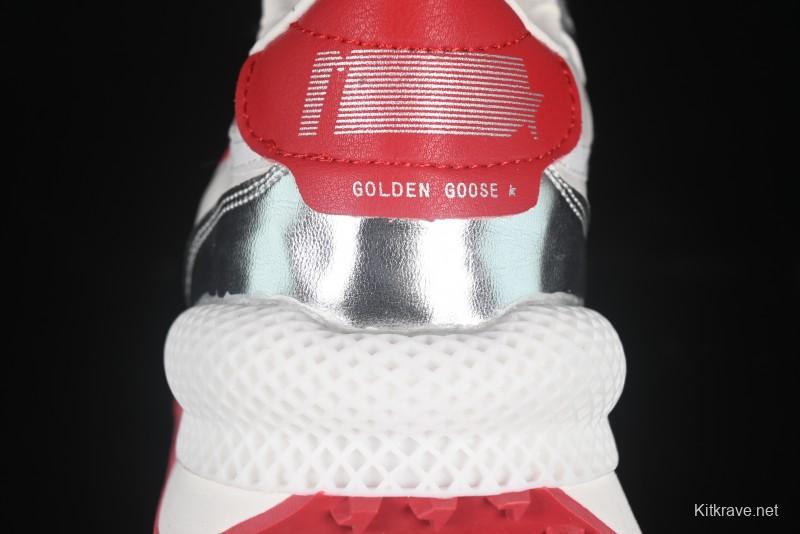 Golden Goose Marathon White Red Silver Comfortable Low-Top Lifestyle Sneakers - H8D4