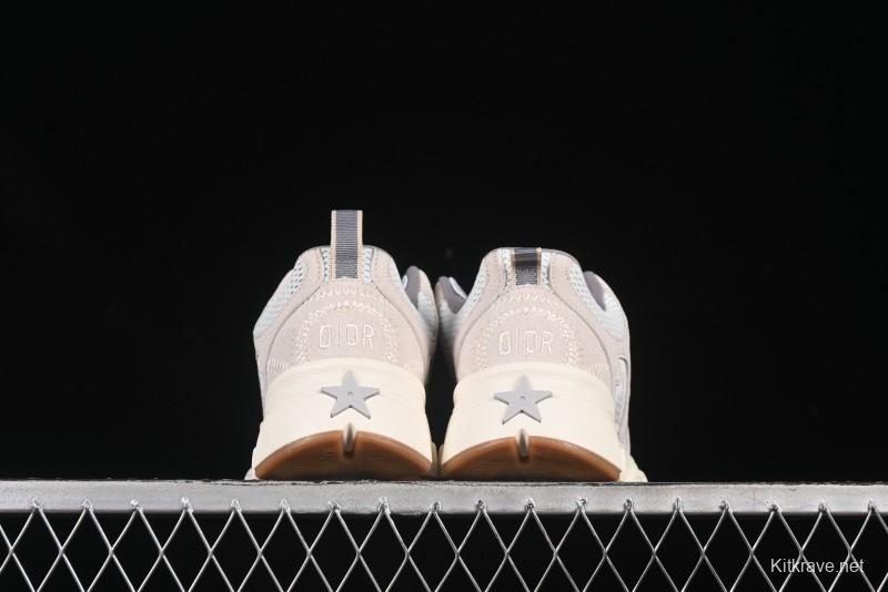 Dior Chrono Round Toe Lace-Up Lifestyle Casual Running Sneakers - 24W Beige