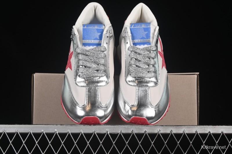 Golden Goose Marathon White Red Silver Comfortable Low-Top Lifestyle Sneakers - H8D4