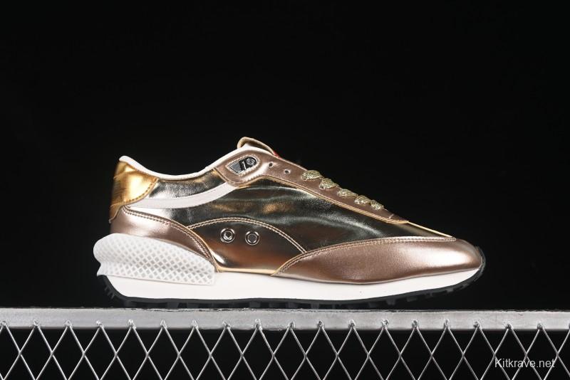 Golden Goose Marathon White Black Gold Comfortable Low-Top Lifestyle Sneakers - H8D4