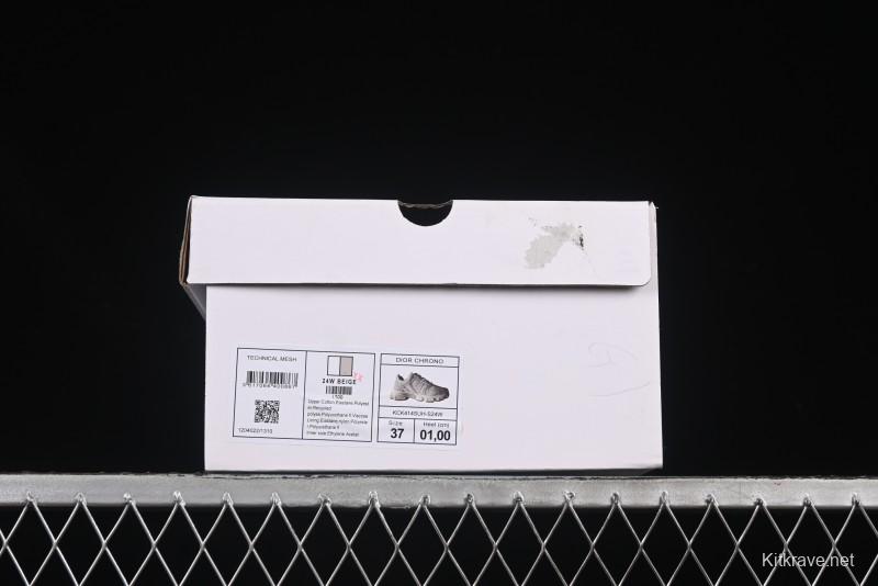 Dior Chrono Round Toe Lace-Up Lifestyle Casual Running Sneakers - 24W Beige