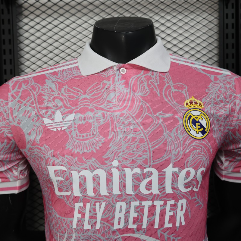 Player Version 25/26 Real Madrid Pink with Dragon Pattern Jersey