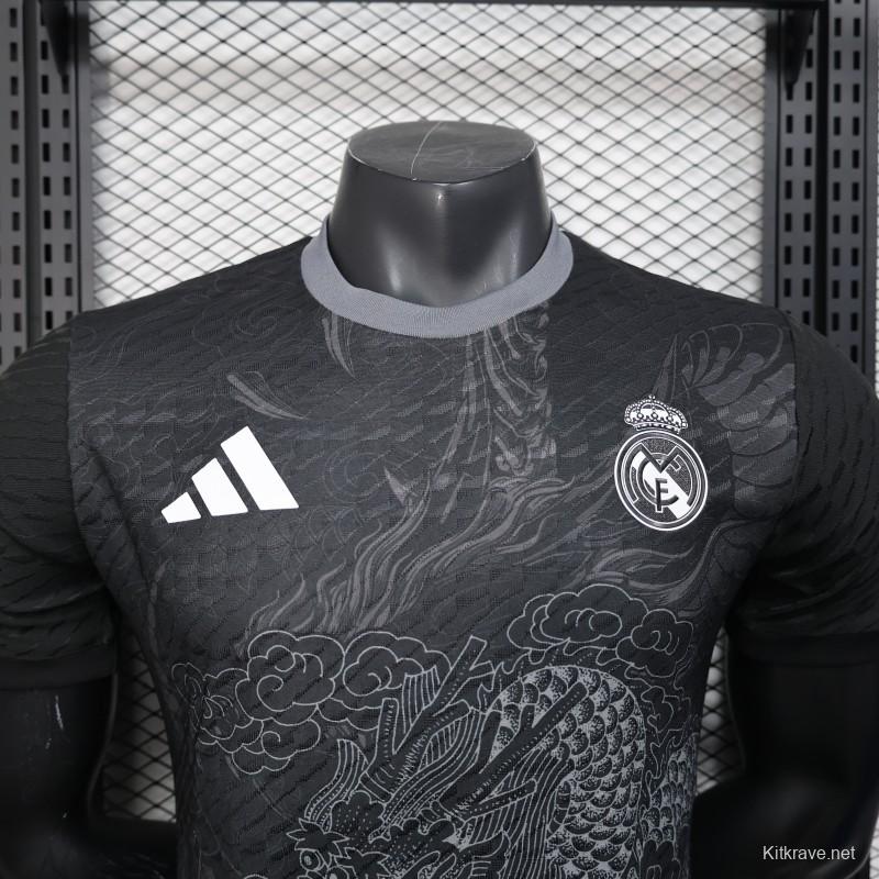 Player Version 25/26 Real Madrid Black with Dragon Design Jersey