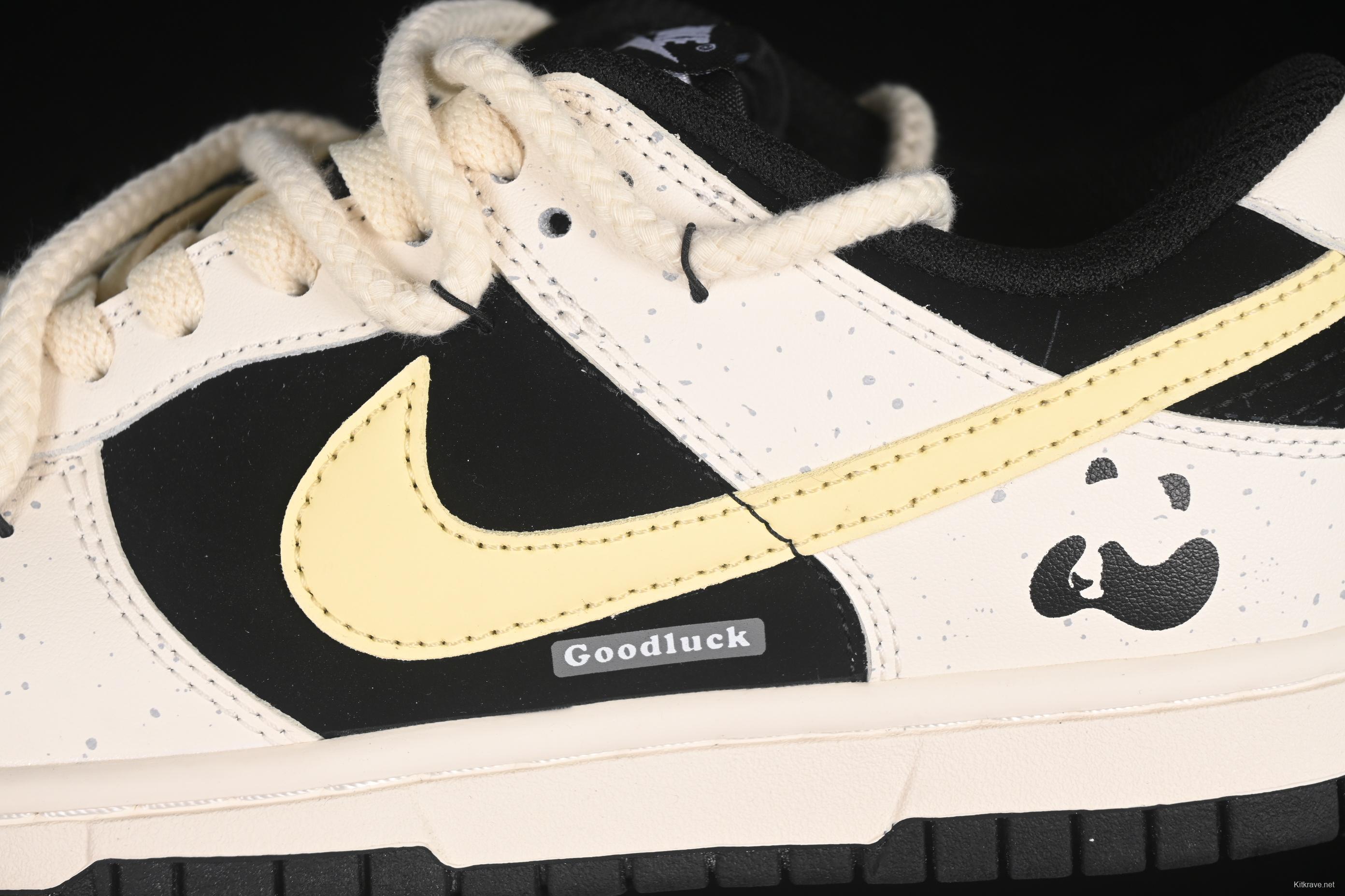 Nike Dunk Low Retro Casual Sneakers with Panda Cheesy Colorway and Splatter Effect - DD1391-100