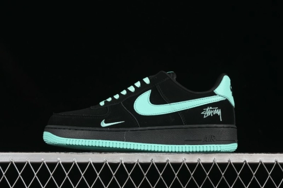 Nike Air Force 1 '07 Low Stussy Collaboration Tiffany Blue Casual Sneakers - DF0188-045