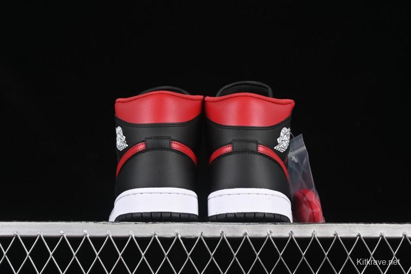 Nike Air Jordan 1 Mid AJ1 Black Red Mid-Top Casual Sneakers - DQ8426-067