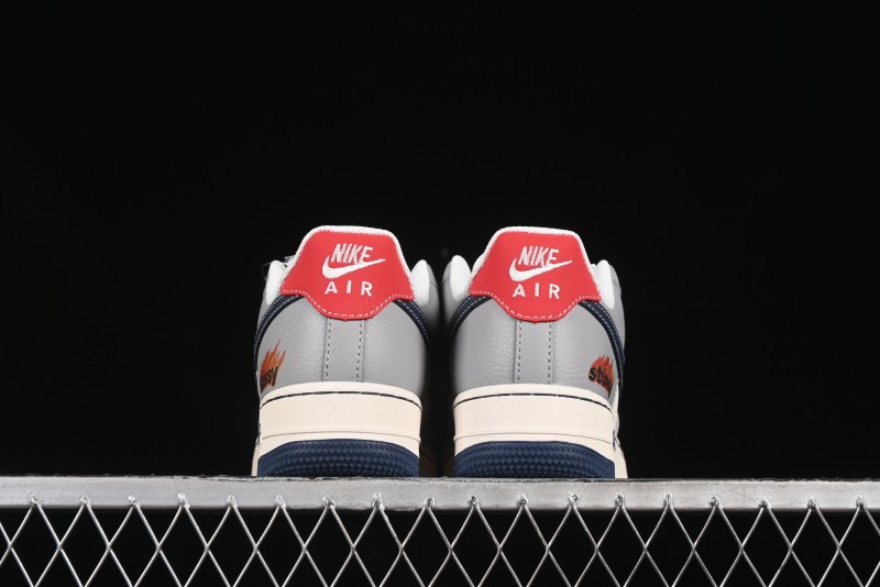 Nike Air Force 1 '07 Low Stussy Double Flame Casual Sneakers with Full-Length Air Cushion - XS1958-555