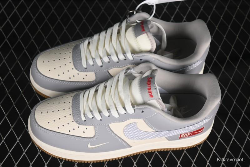 Nike Air Force 1 '07 Low Supreme Collaboration Light Grey Gum Casual Sneakers - KK1988-075