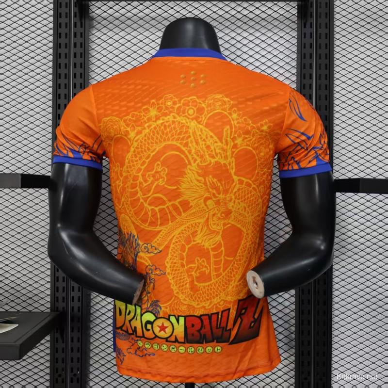 Player Version 2025 Japan Orange with Dragon Ball Z Vegeta Character Jersey