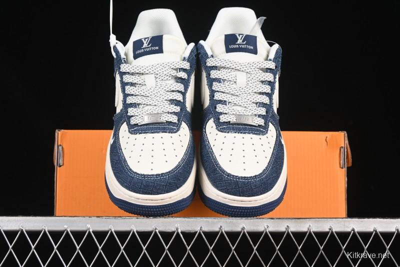Nike Air Force 1'07 Low LV Collaboration Dark Blue Checkerboard Casual Sneakers - XS1958-551