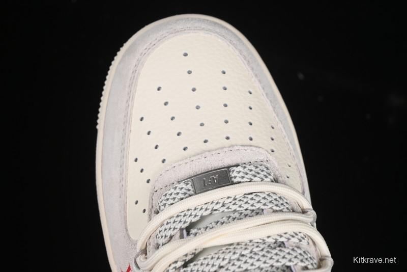 Nike Air Force 1 '07 Low LV Collaboration Two-Tone Red Heel Drawstring Casual Sneakers - DM6868-084