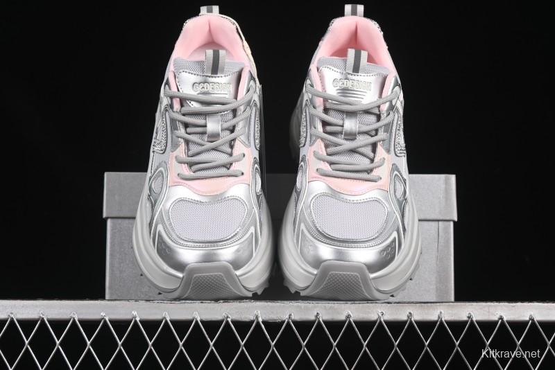 GG-CC 25ss New Platform Chunky Sneakers with 7CM Height Increase and Irregular Design - 668-2 Silver