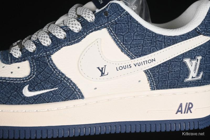 Nike Air Force 1'07 Low LV Collaboration Dark Blue Checkerboard Casual Sneakers - XS1958-551