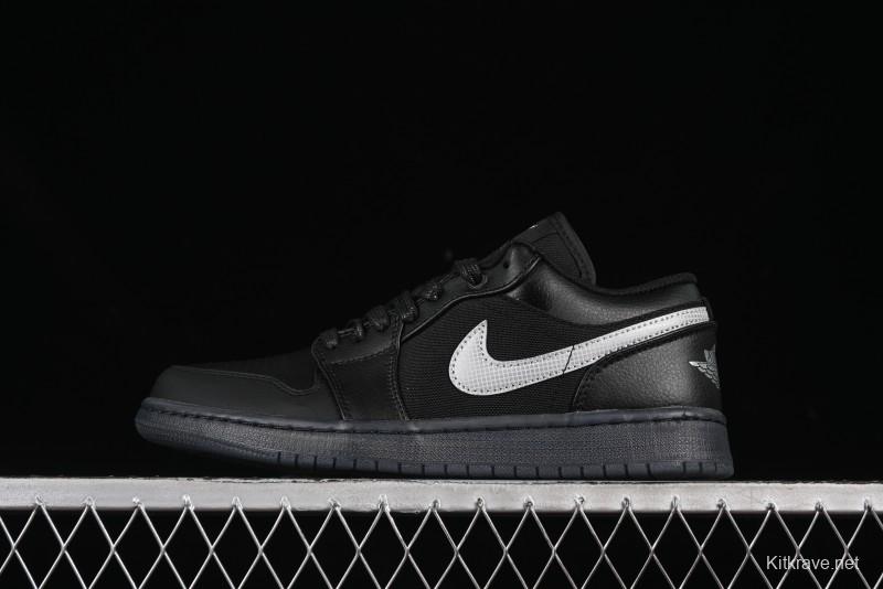 Nike Air Jordan 1 Low AJ1 Basketball Shoes Black White Canvas Leather Panel - HV5968-001
