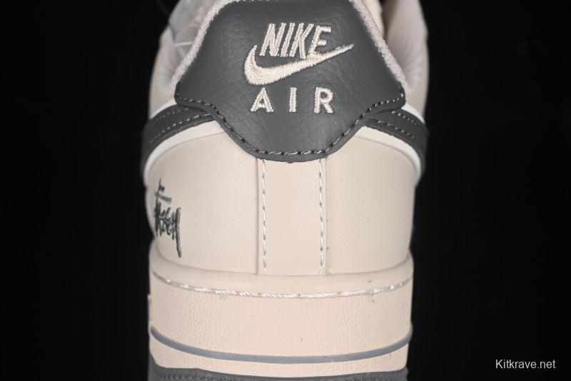 Nike Air Force 1 '07 Low Stussy Collaboration Pig Grey Swoosh Grey Sole Casual Sneakers - XX3168-126