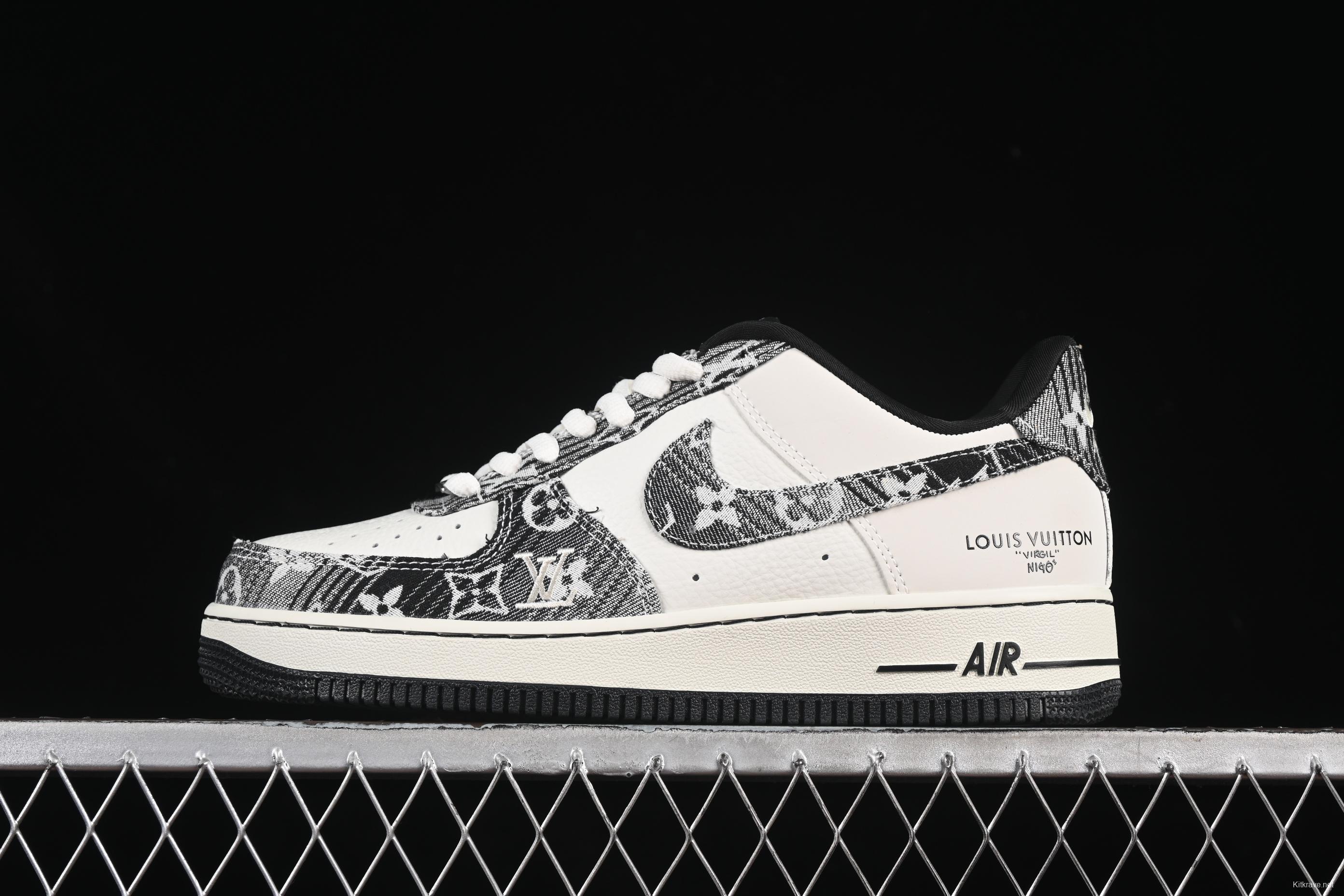 Nike Air Force 1 '07 Low LV Collaboration Grey Black Denim Casual Sneakers - SC9207-539