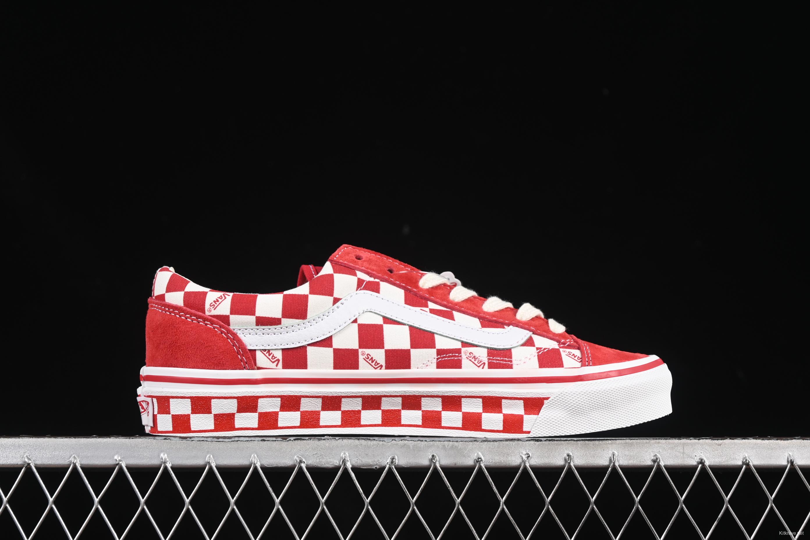 Vans Old Skool 36 LX-BMX Classic Skate Shoes in White Red Checkerboard - VN000D57ERM