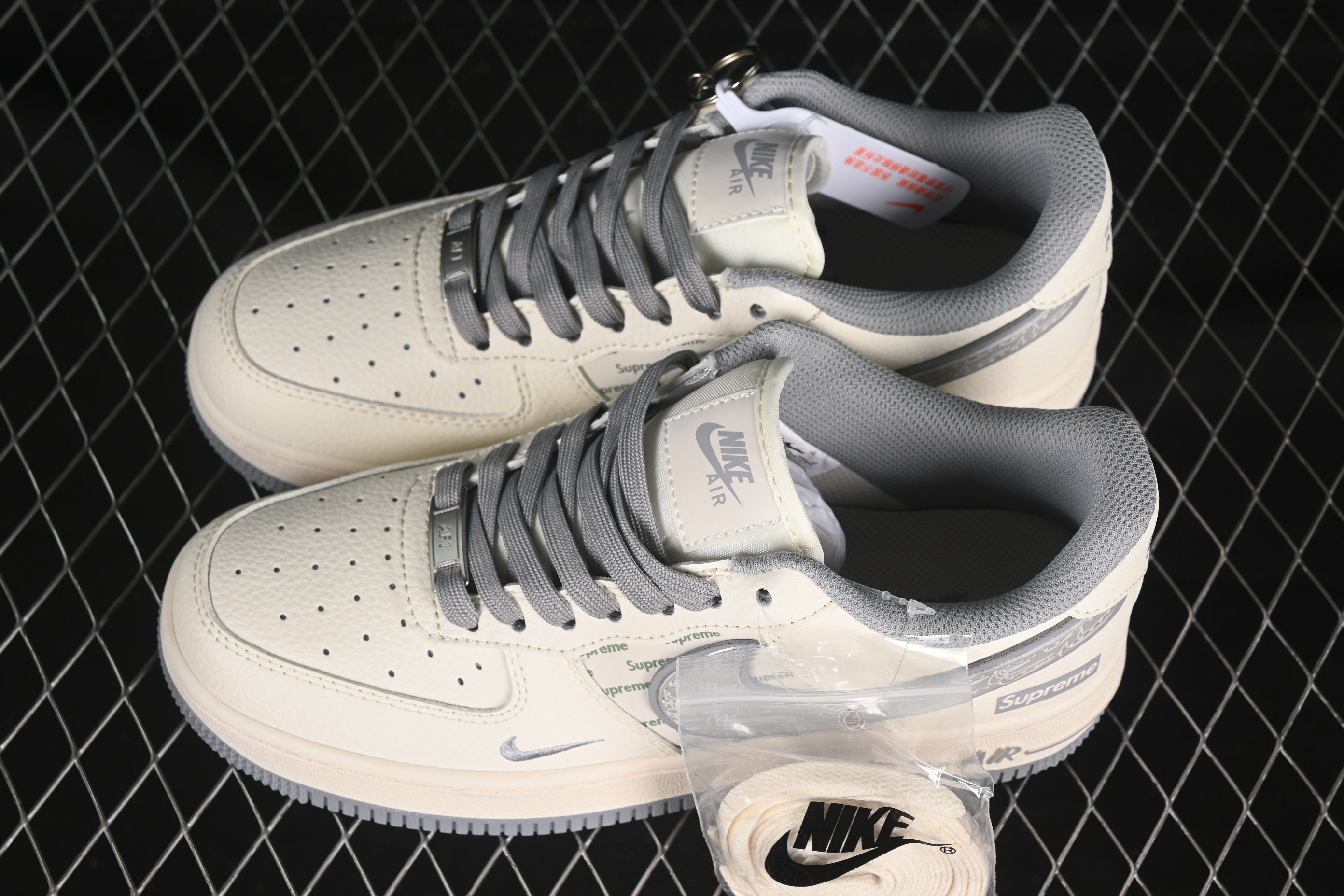 Nike Air Force 1 '07 Low Supreme Collaboration Beige Multi-Swoosh Casual Sneakers - XX3168-147