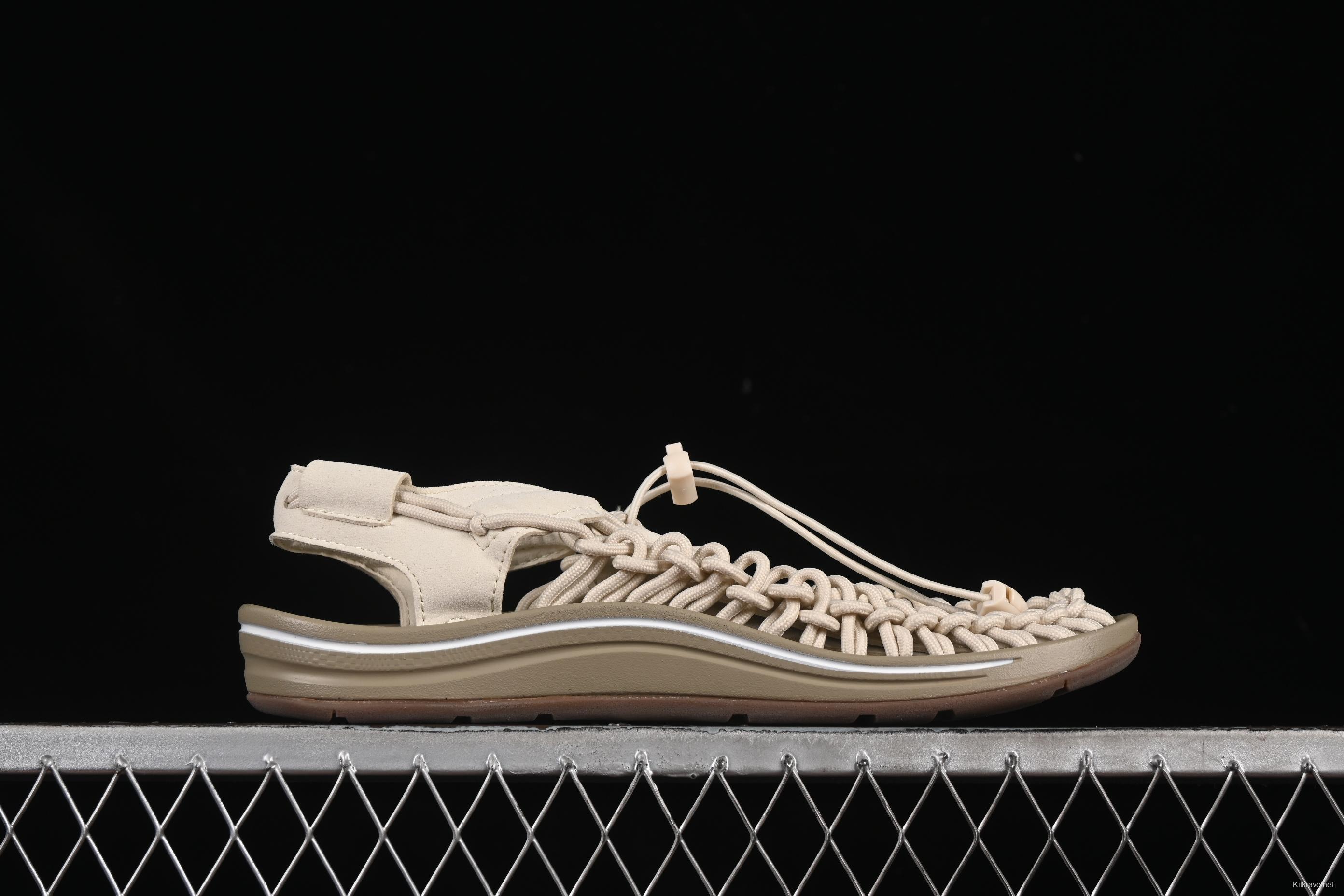 Keen Uneek Flat-M Woven Stretch Outdoor Water Sports Sandals - 1025169 WHITE CAP