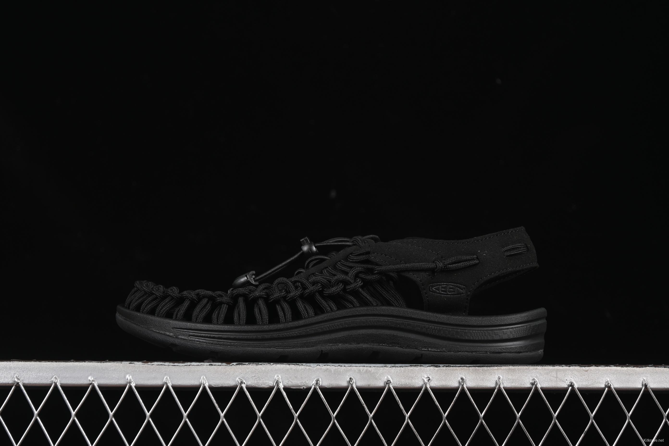 Keen Uneek Flat-M Woven Elastic Strap Casual Outdoor Water Sandals - 1014097 BLACK