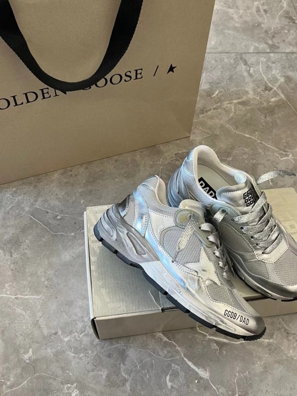 2024 Unisex GGDB Silver Mesh Leather Sneakers