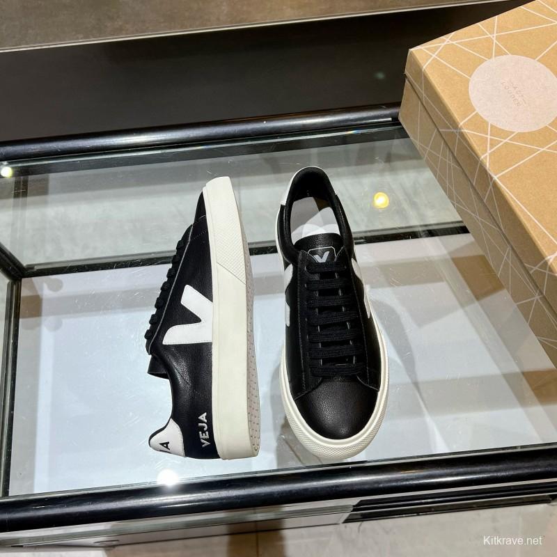2025 Unisex VEJA Black White Leather Sneakers