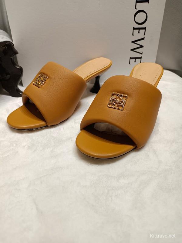 2025 Women Loewe Brown Leather Slippers