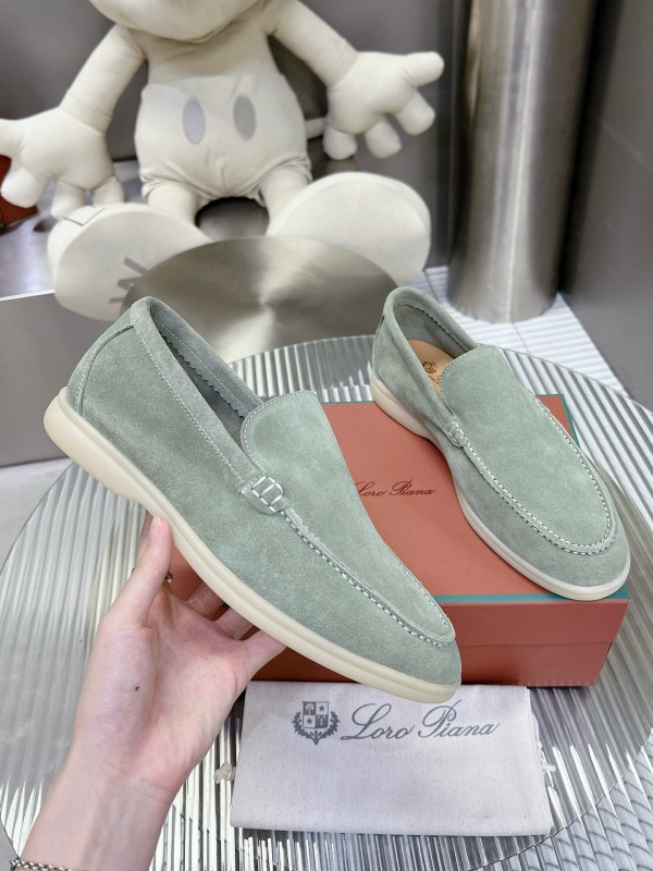 2024 Women LP Light Grey Suede Loafers MJ00270