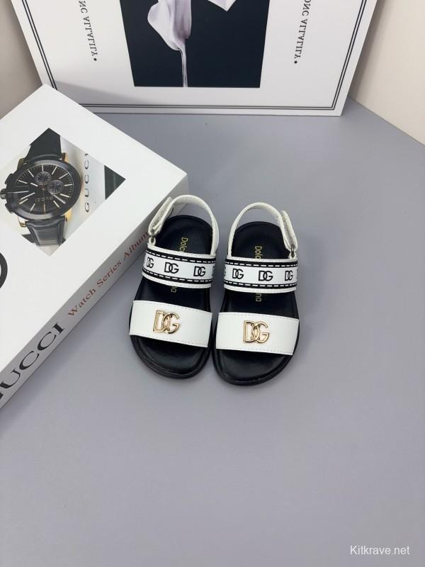 2025 Kids Dolce & Gabbana Black White Leather Sandals