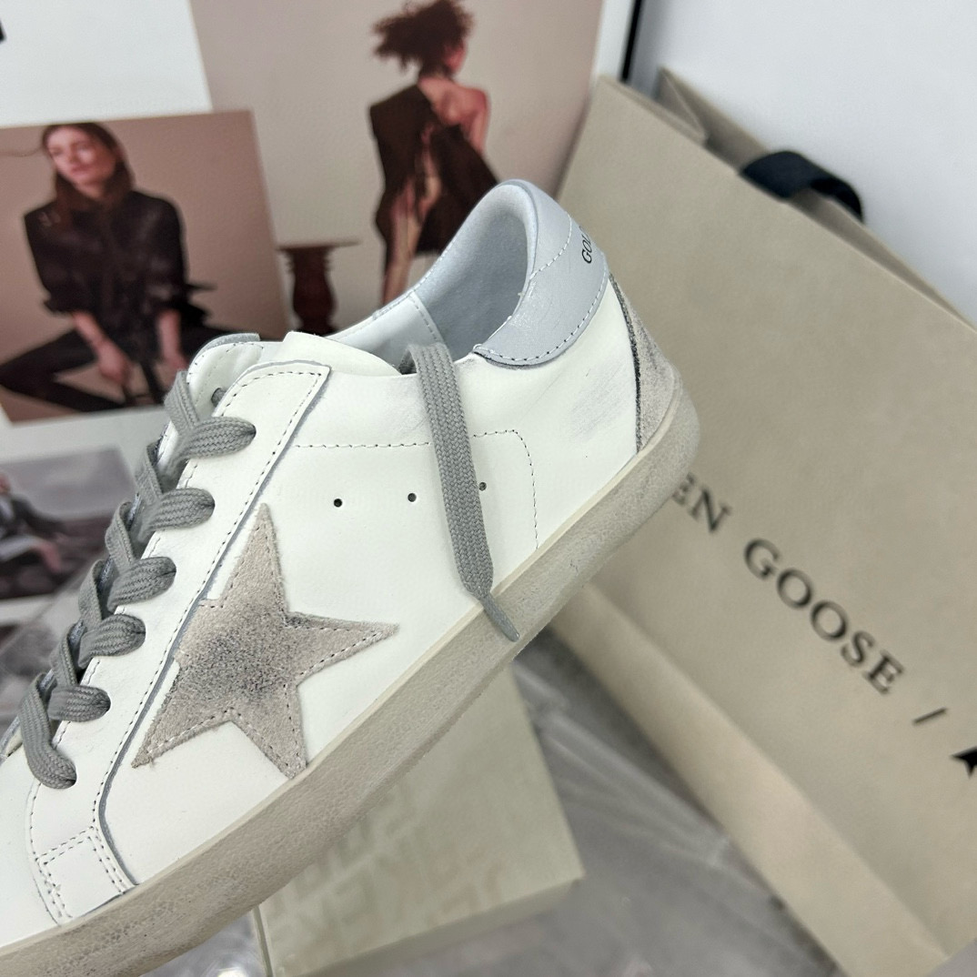 2025 Unisex GGDB White Grey Leather Sneakers