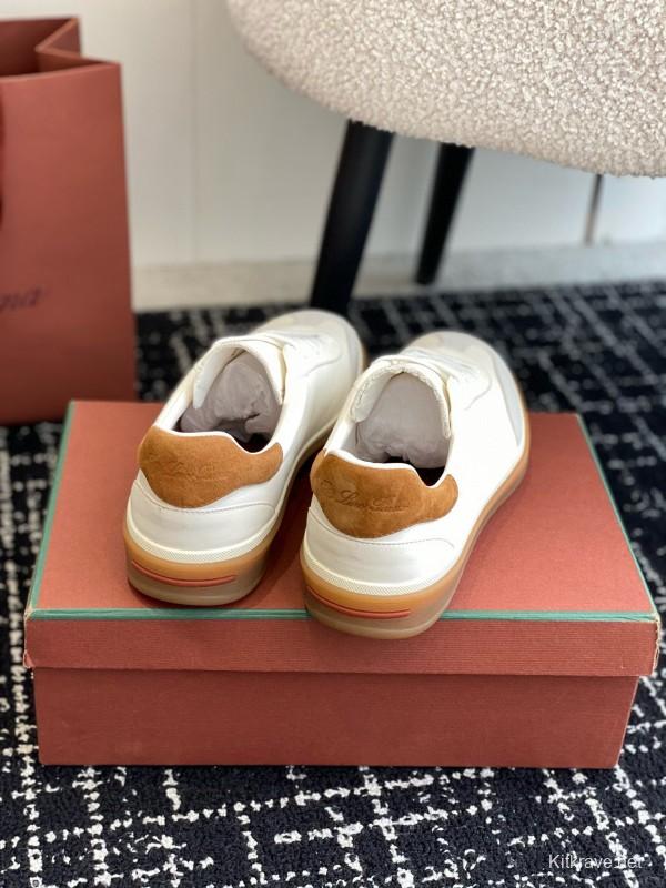 2024 Unisex Loro Piana White Beige Leather Calfskin Plimsolls MJ00320