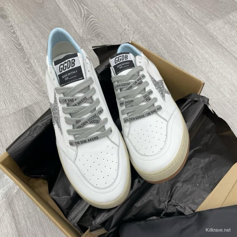 2024 Unisex GGDB White Silver Leather Sneakers MJ00260