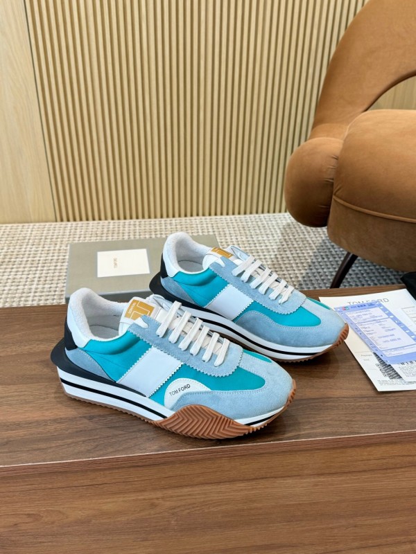 2025 Unisex TOM FORD Blue White Black Suede Leather Sneakers LY00360(F)/LY00370(M)