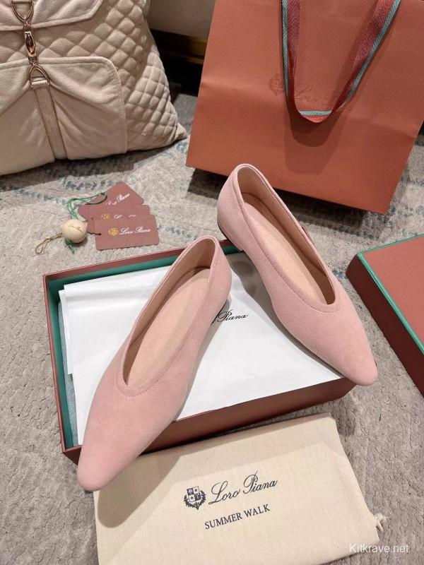 2025 Women LP Pink Suede Ballet Flats LY00300