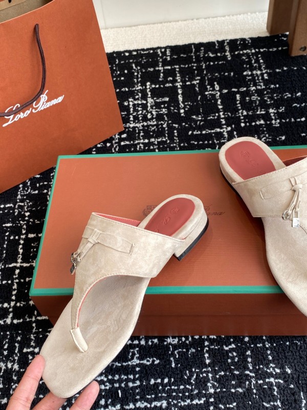 2025 Women Le Parmentier Beige Suede Slippers KFY00280