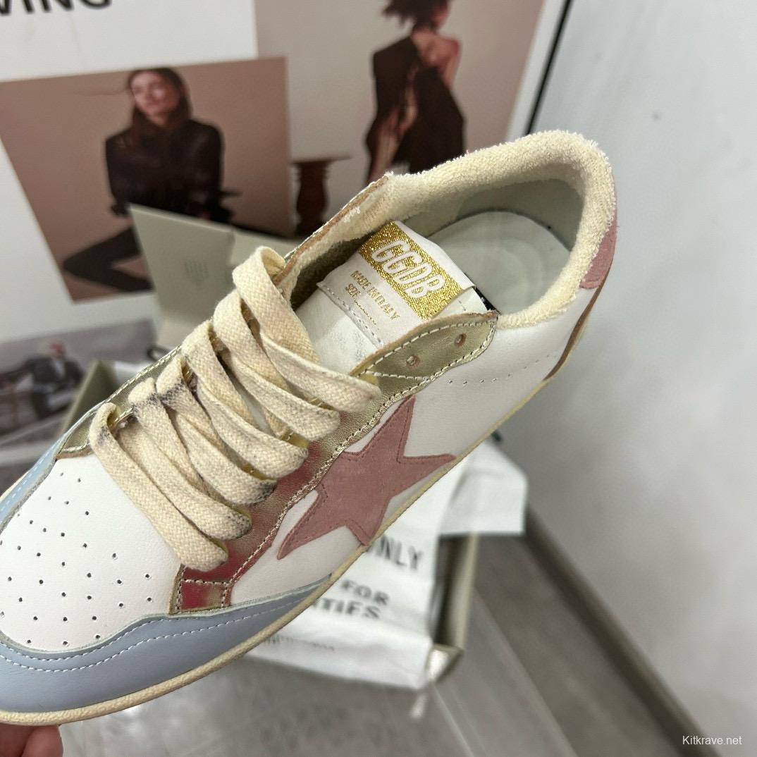2024 Unisex GGDB White Light Blue Pink Leather Low Top Sneakers MJ00260