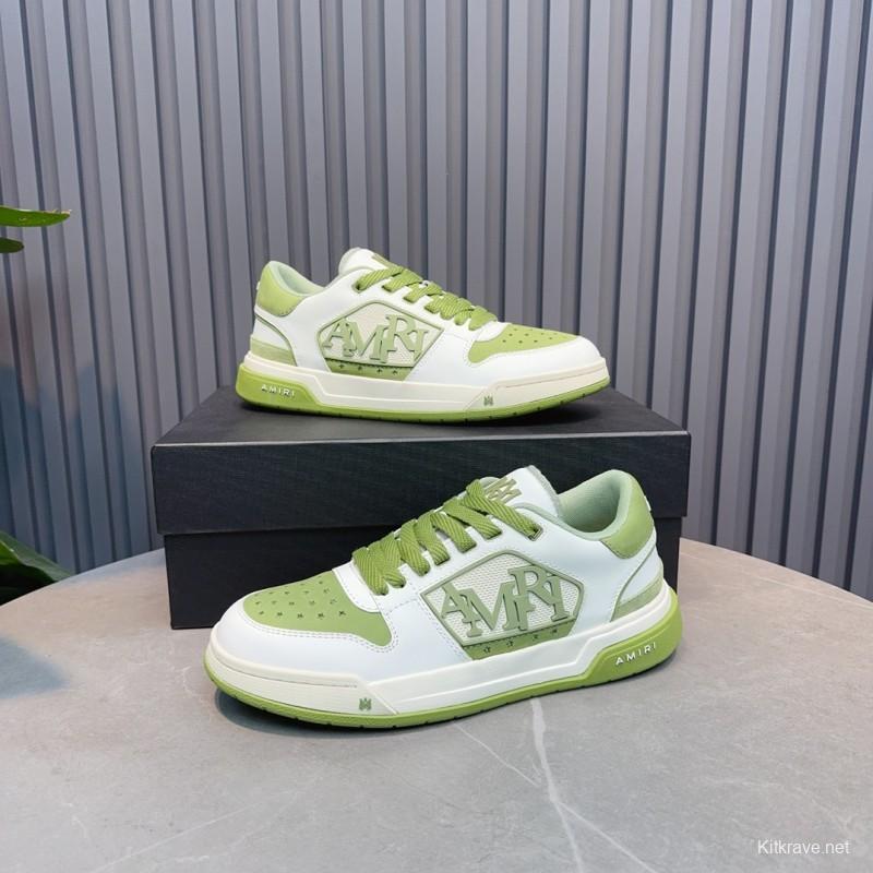 2025 Unisex Amiri Green White Leather Sneakers MJ00360
