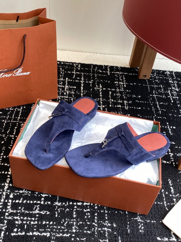 2025 Women Le Parmentier Blue Suede Slippers KFY00280