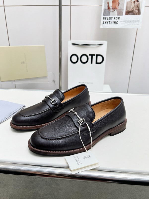 2024 Men Brunello Cucinelli Black Leather Loafers