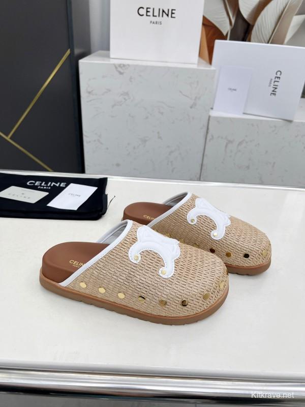 2025 CELINE Beige Leather Slippers LY00241