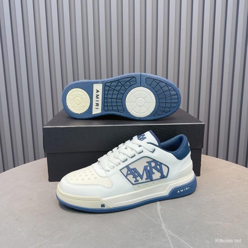 2025 Unisex Amiri White Blue Leather Sneakers MJ00360