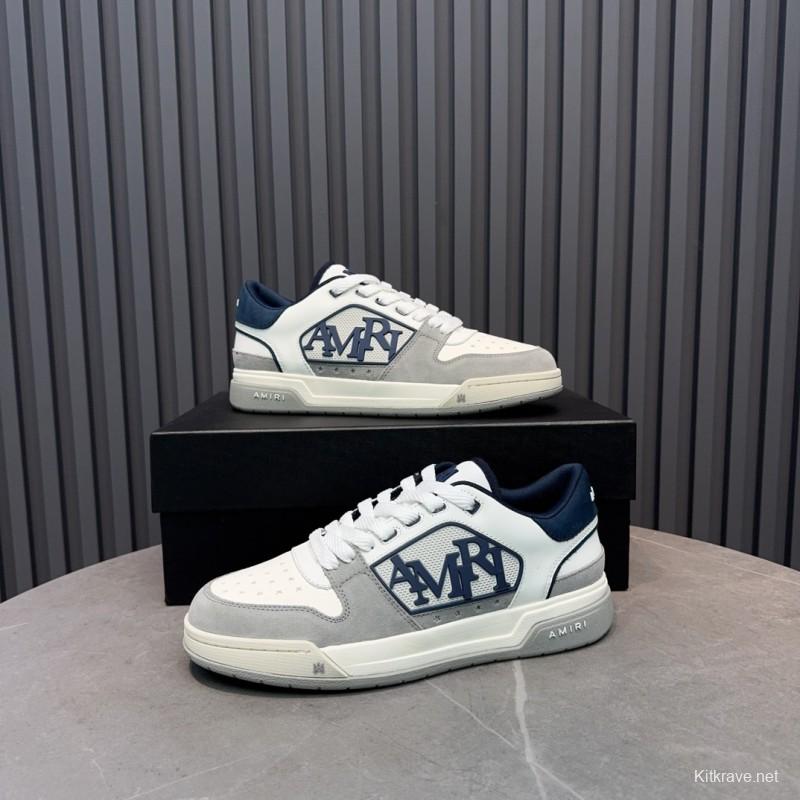 2025 Unisex Amiri White Grey Blue Leather Suede Sneakers MJ00360