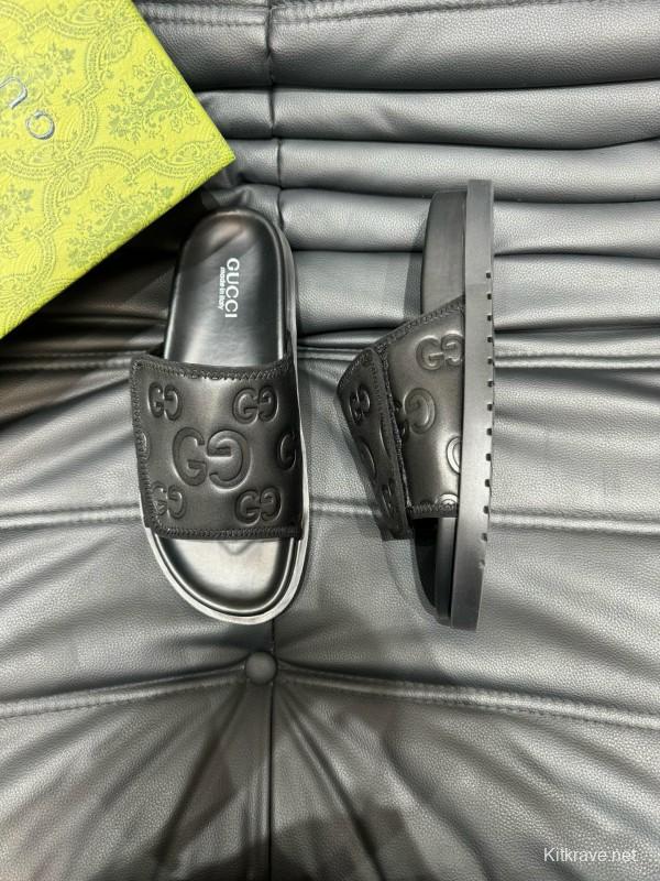 2024 GUCCI Black Leather Slippers MJ00200