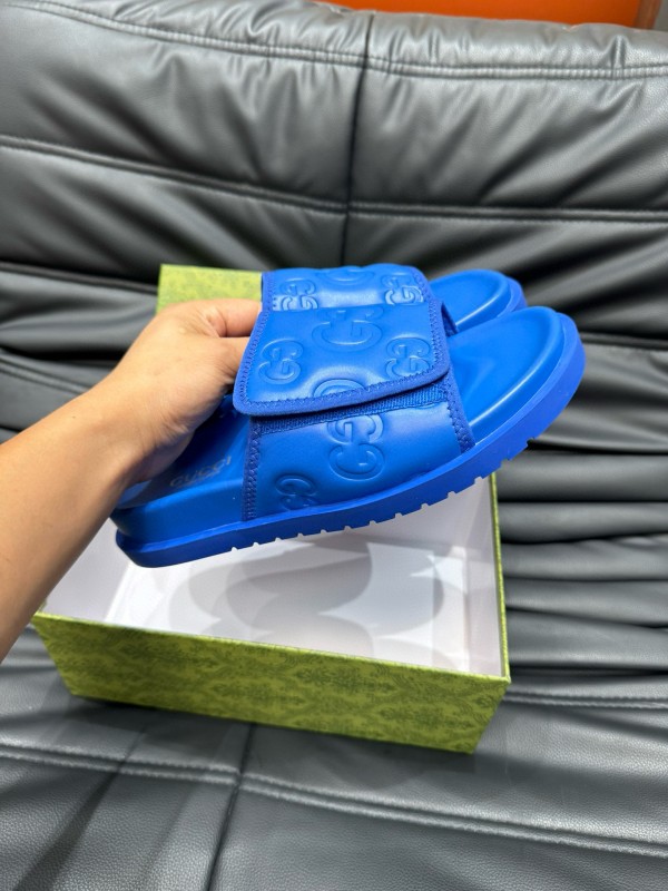 2024 Slippers Gucci Blue Leather Slippers MJ00200