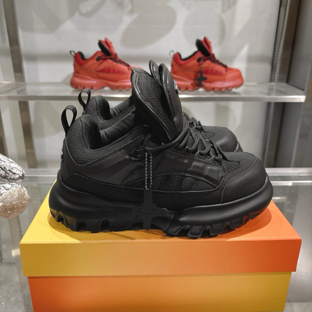 2024 Unisex Dior black fabric leather sneakers