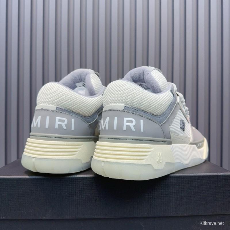2024 Unisex Amiri Grey White Leather Suede Sneakers MJ00360