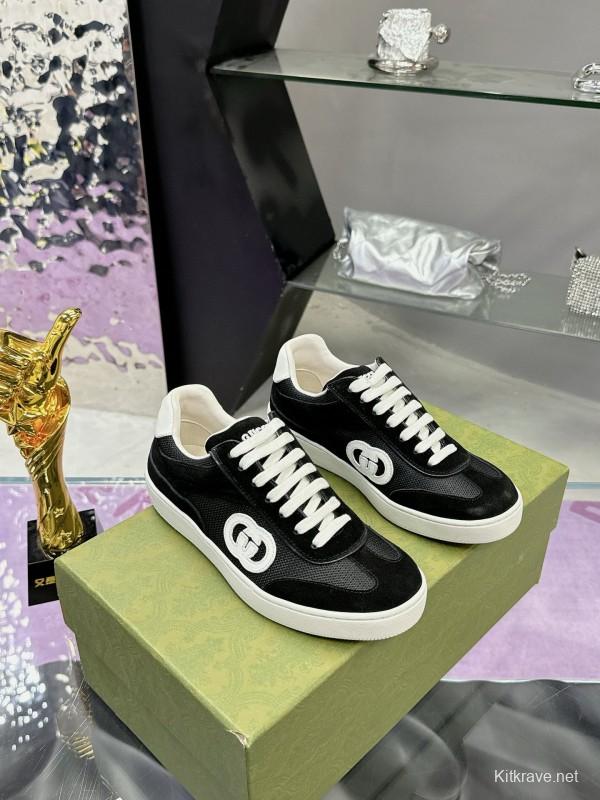 2024 Unisex Gucci Black White Leather Sneakers MJ00310