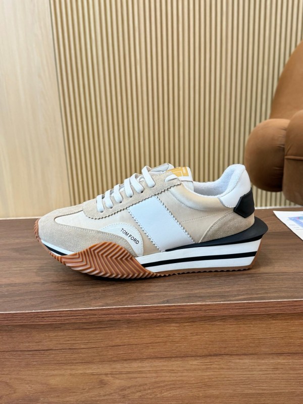 2025 Unisex TOM FORD Beige White Black Suede Leather Sneakers LY00360(F)/LY00370(M)