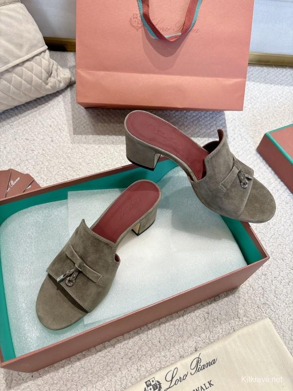 2025 Women LP Grey Suede Sandals
