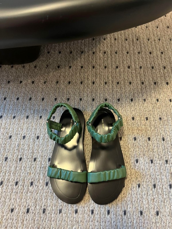 2025 Women The Row Green Leather Sandals